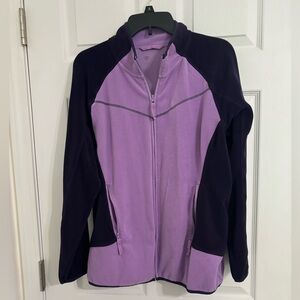 Women’s purple and black fleece zip up
